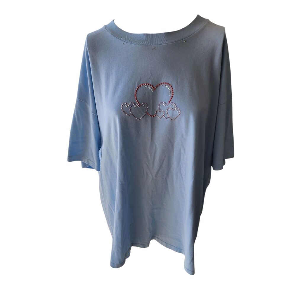 Platinum Plus Single‎ Stitch Tee Shirt Womens Sz 4X Rhinestone Hearts Valentines